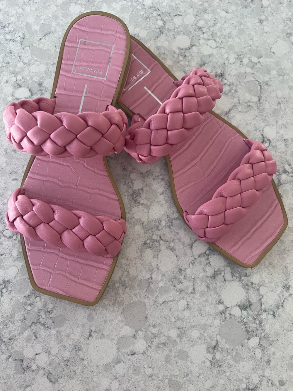Dolce Vita Pink Rose Braided Double Strap Slide Sandals